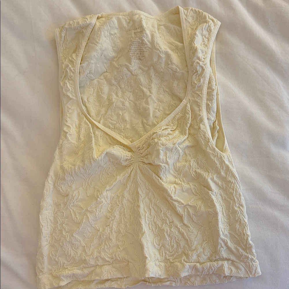 Free People Cream Textured Tank Top